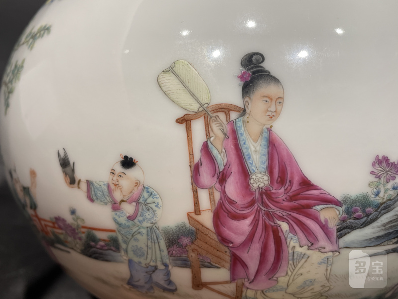 民国 粉彩婴戏图赏瓶 - 图9